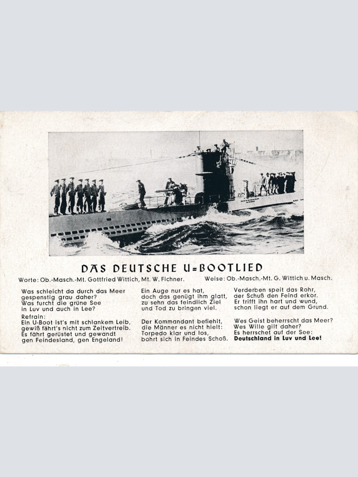 AK das Deutsche U Bootlied mit Liedertext Ansichtskarte (18140)