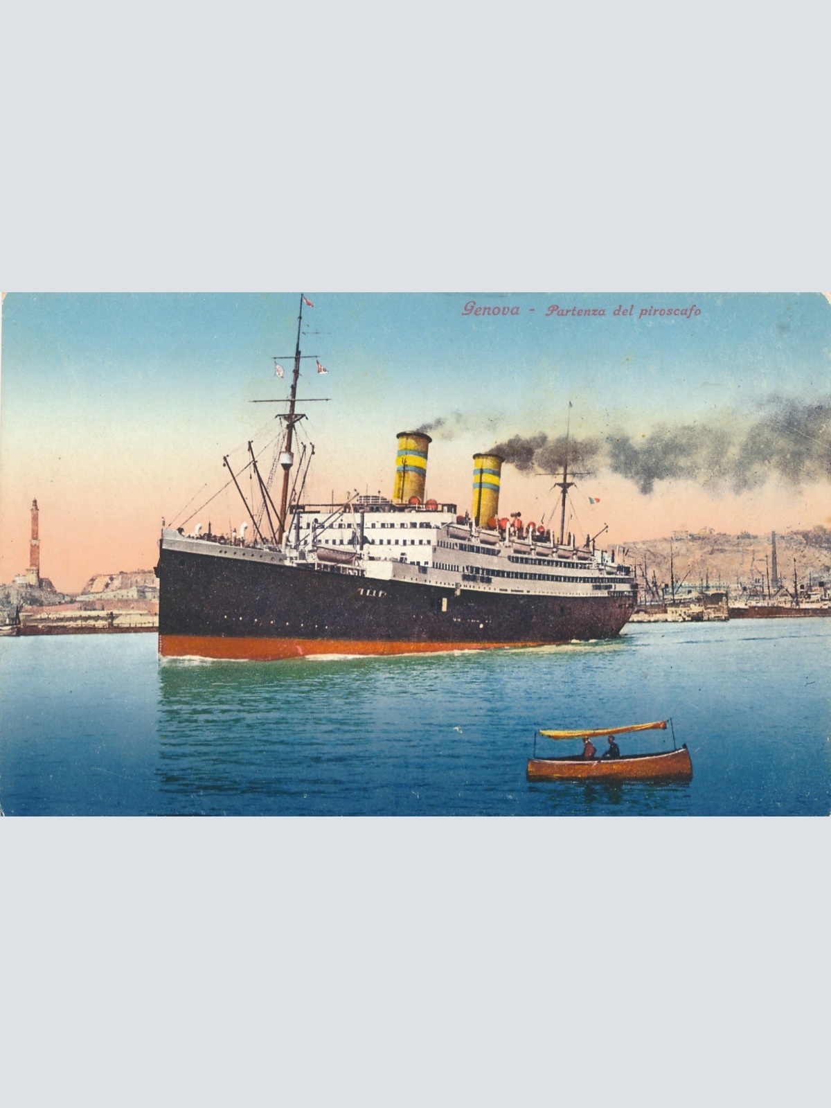 AK vom Dampfer VGenova Partenza del piroscafo Ansichtskarte (18169)