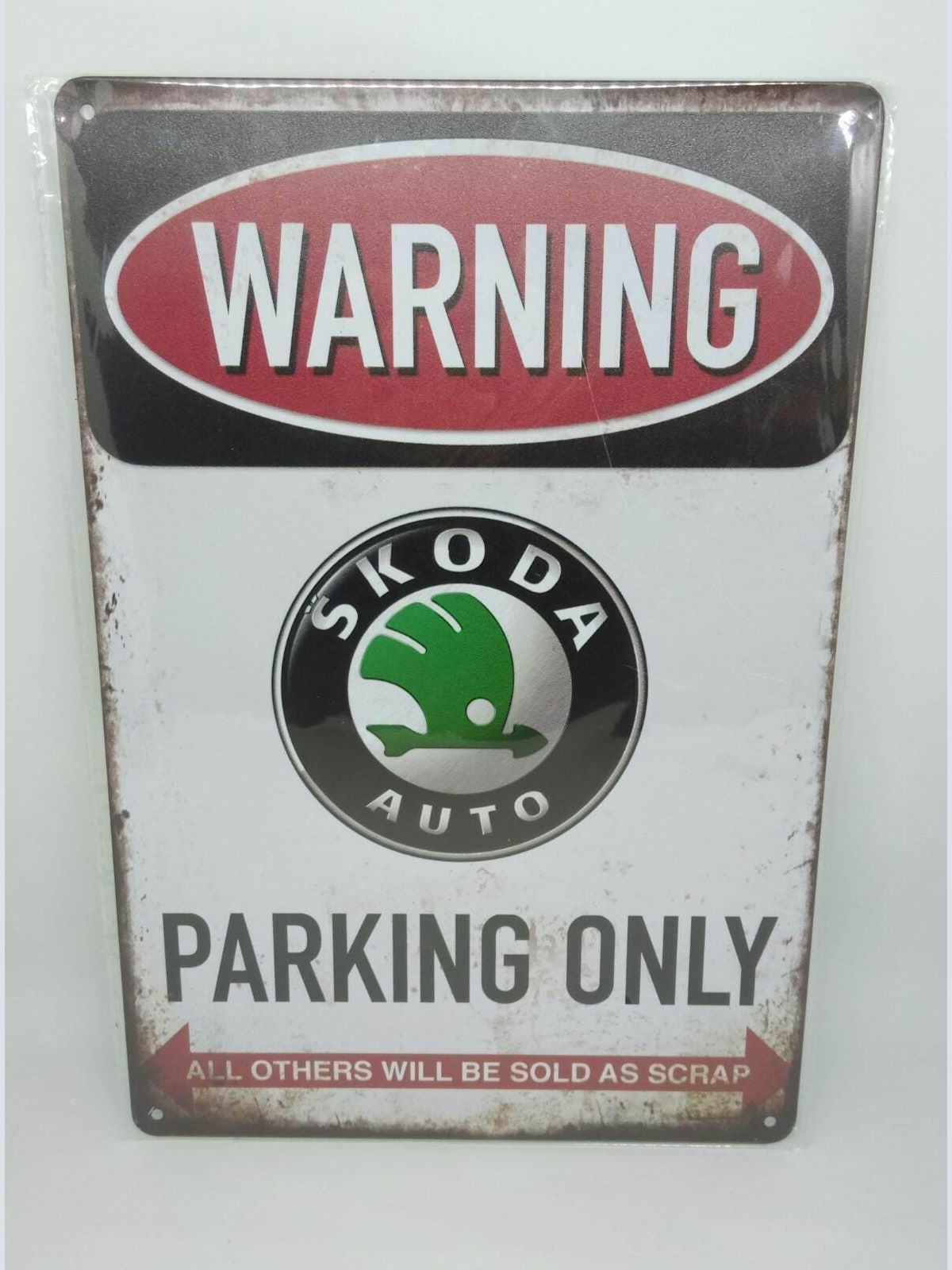 Vintage retro blechschild "warning skoda parking only" 30x20 12001