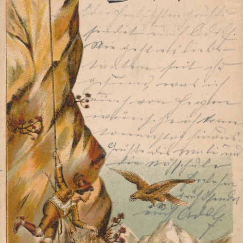 Litho - Kunst Karte gruss aus den Bergen Ansichtskarte (18320)