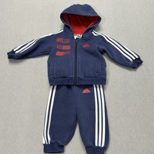 Adidas Trainingsanzug Größe 68 6M Blau/Rot/Weiß Jungen Babykleidung mit Kapuze