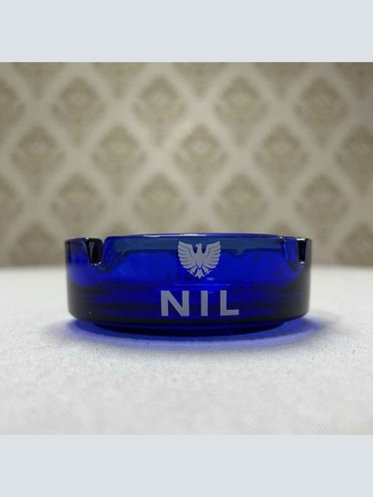 NIL Tabak Aschenbecher NEU Blau 10cm Durchmesser Glas Vintage Retro