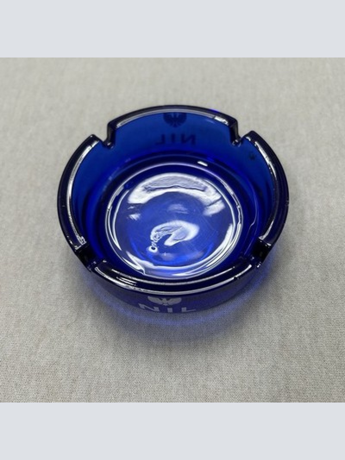 NIL Tabak Aschenbecher NEU Blau 10cm Durchmesser Glas Vintage Retro