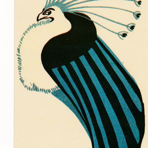 Nachdruck einer Wiener Werkstätten Karte L.H. Jungnickel Pfau (18329)