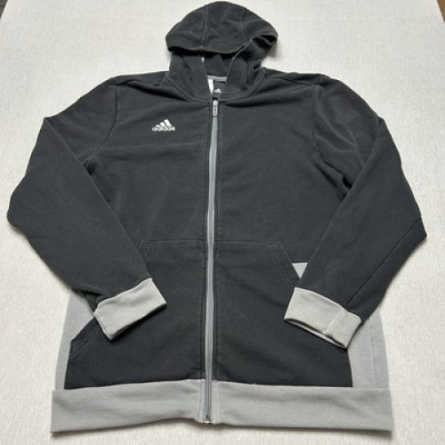 Adidas Full-Zip Hoodie Colorblock Design Schwarz & Grau Herren/Junior Größe 176