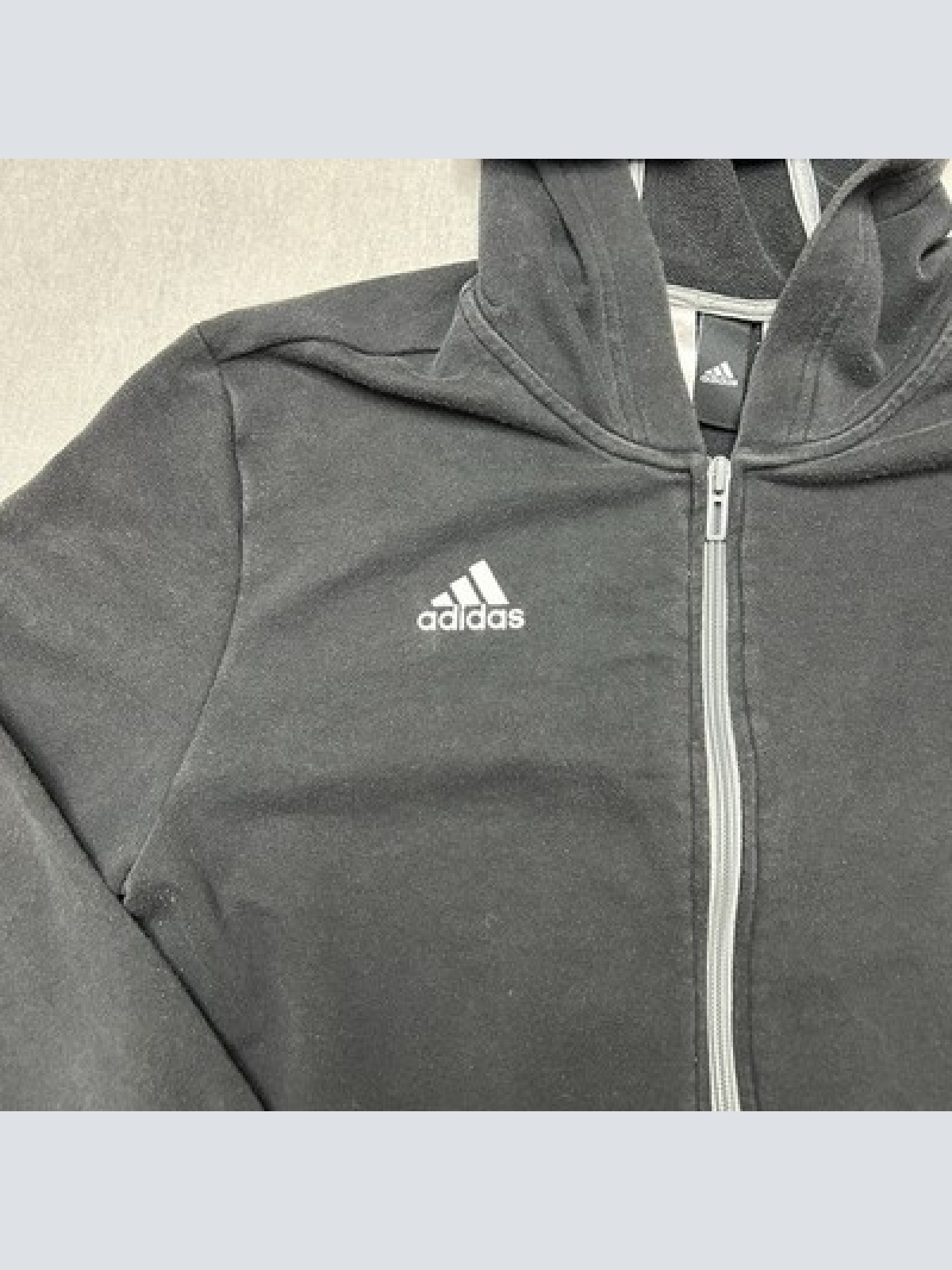 Adidas Full-Zip Hoodie Colorblock Design Schwarz & Grau Herren/Junior Größe 176