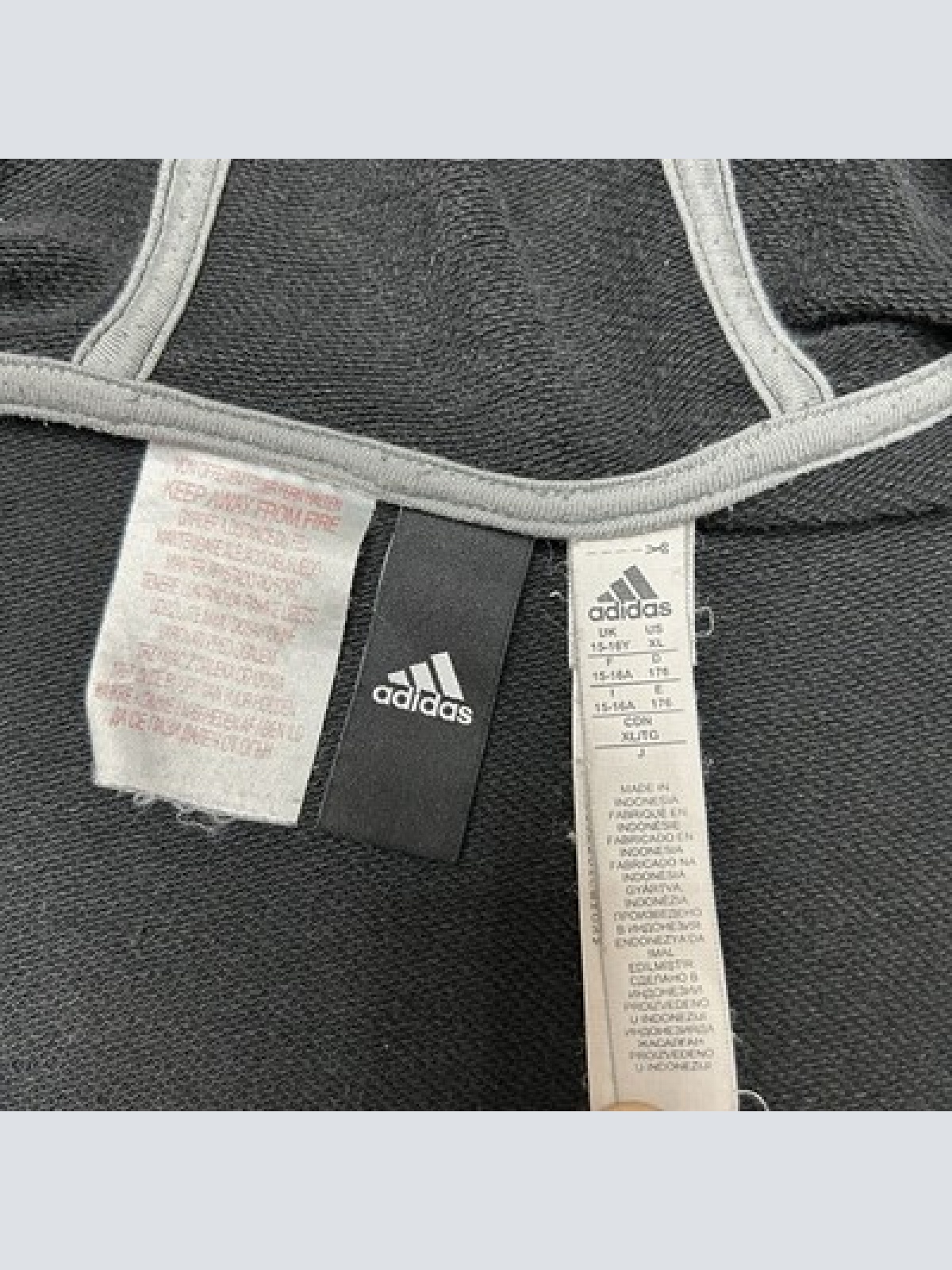 Adidas Full-Zip Hoodie Colorblock Design Schwarz & Grau Herren/Junior Größe 176