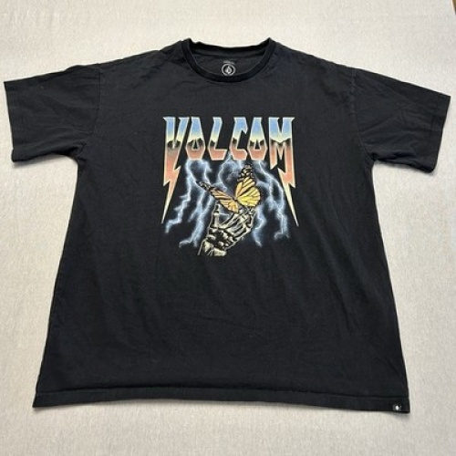 Volcom Keepthunder T-Shirt Schwarz Größe M Loose Fit Skater/Heavy Metal Style