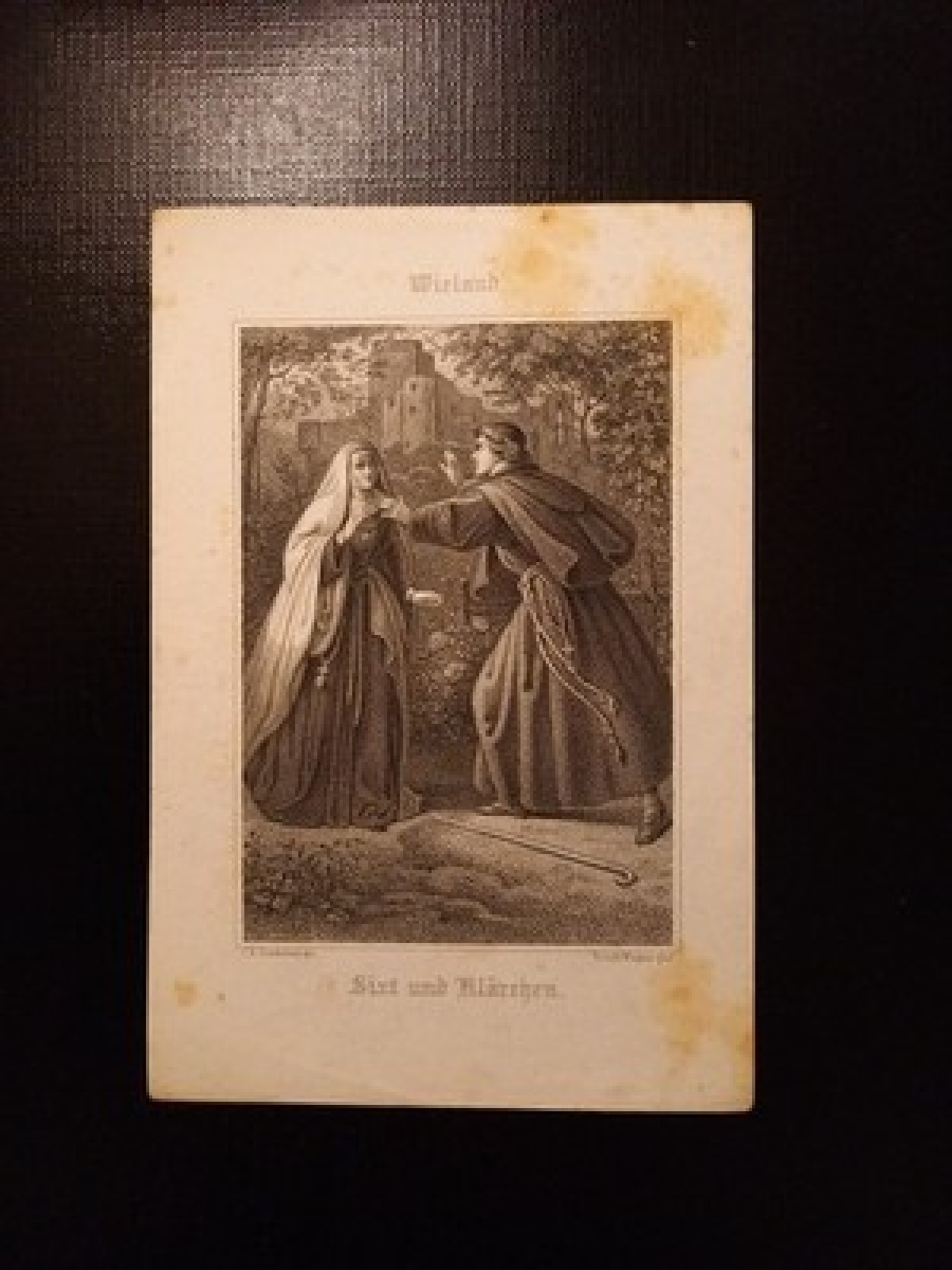 Wieland Sixt Und Klärchen 16.5 x 11.5 Stahlstich AA075