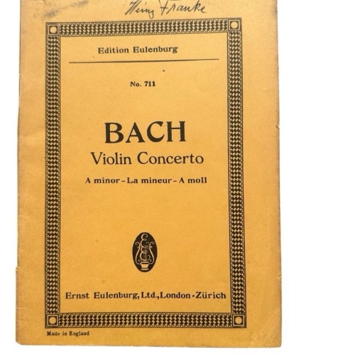 Partitur Bach Violin concerto A minor for Violin and String Orchestra Stöckl, Ka
