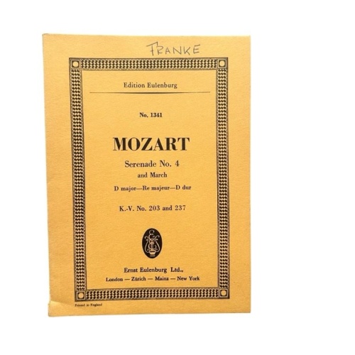 Partitur Mozart Serenade Nr. 4 and March D major KV 203 & 237 for 2 Oboes, Basso
