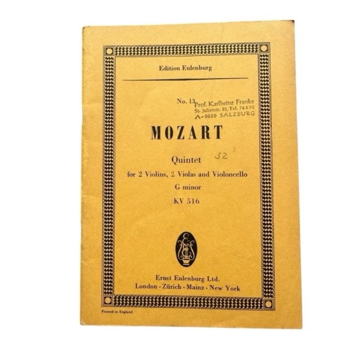 Partiut MOZART QUINTET G MINOR, K 516 Wolfgang Mozart: