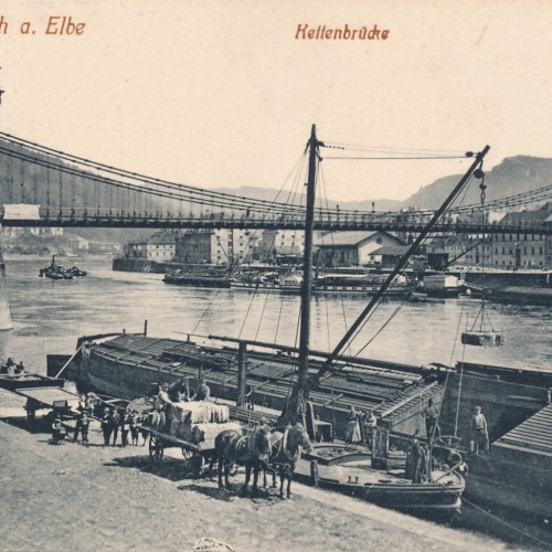 AK aus Bodenbach mit Kettenbrücke Tschechoslowakei Ansichtskarte (18486)