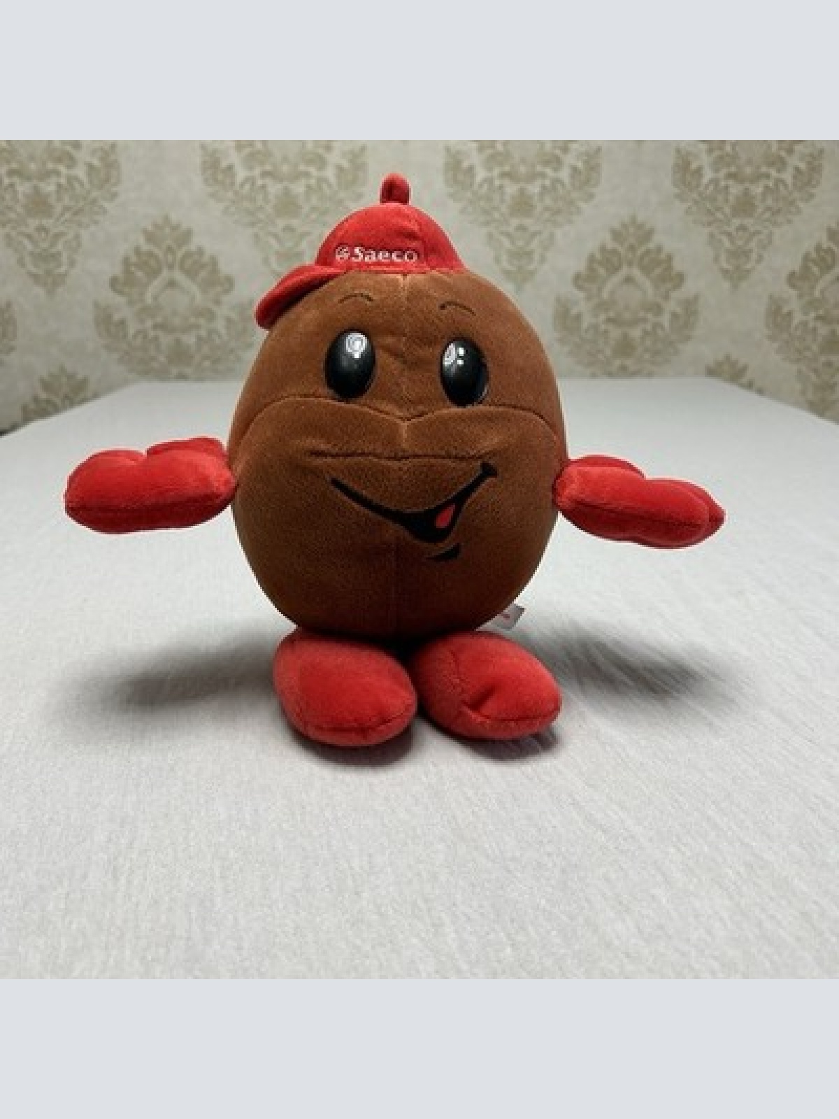 Vintage Saeco Maskottchen Kaffeebohne Selten Plüsch Werbefigur ca. 20cm TOP