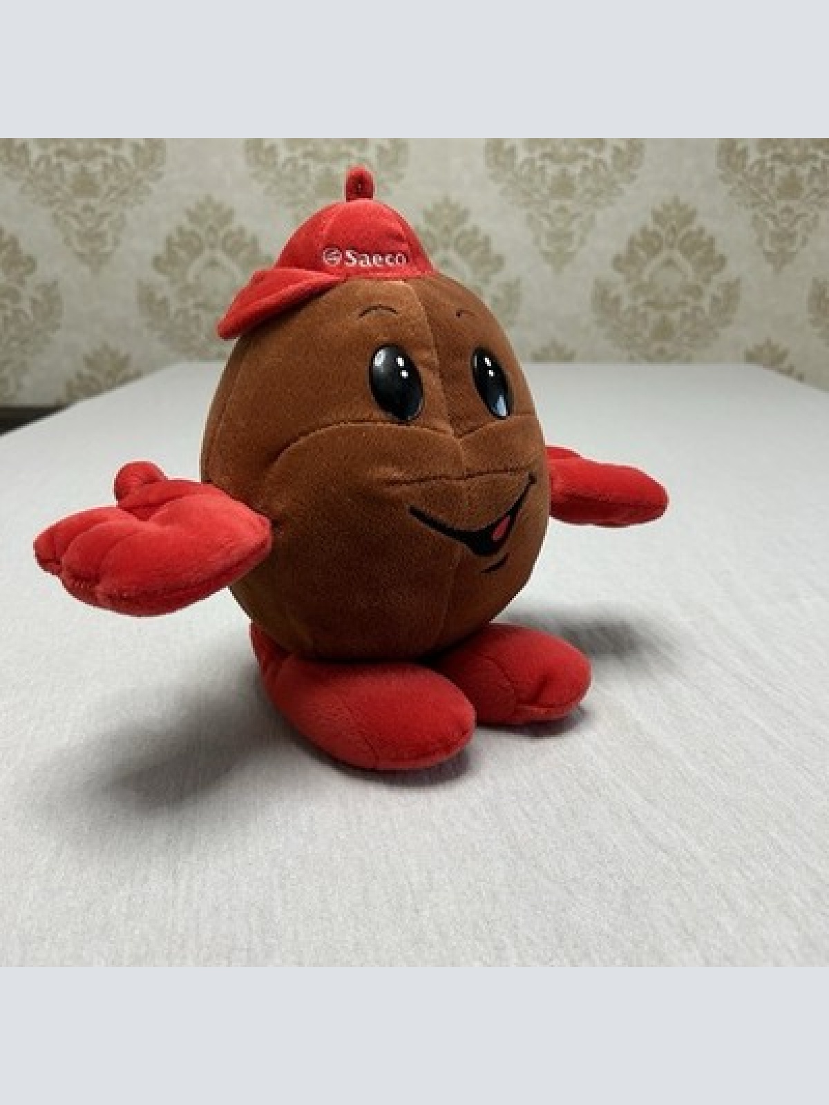 Vintage Saeco Maskottchen Kaffeebohne Selten Plüsch Werbefigur ca. 20cm TOP