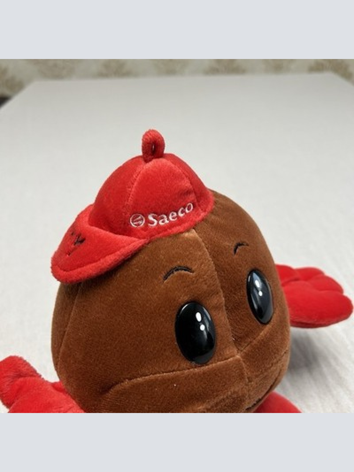 Vintage Saeco Maskottchen Kaffeebohne Selten Plüsch Werbefigur ca. 20cm TOP