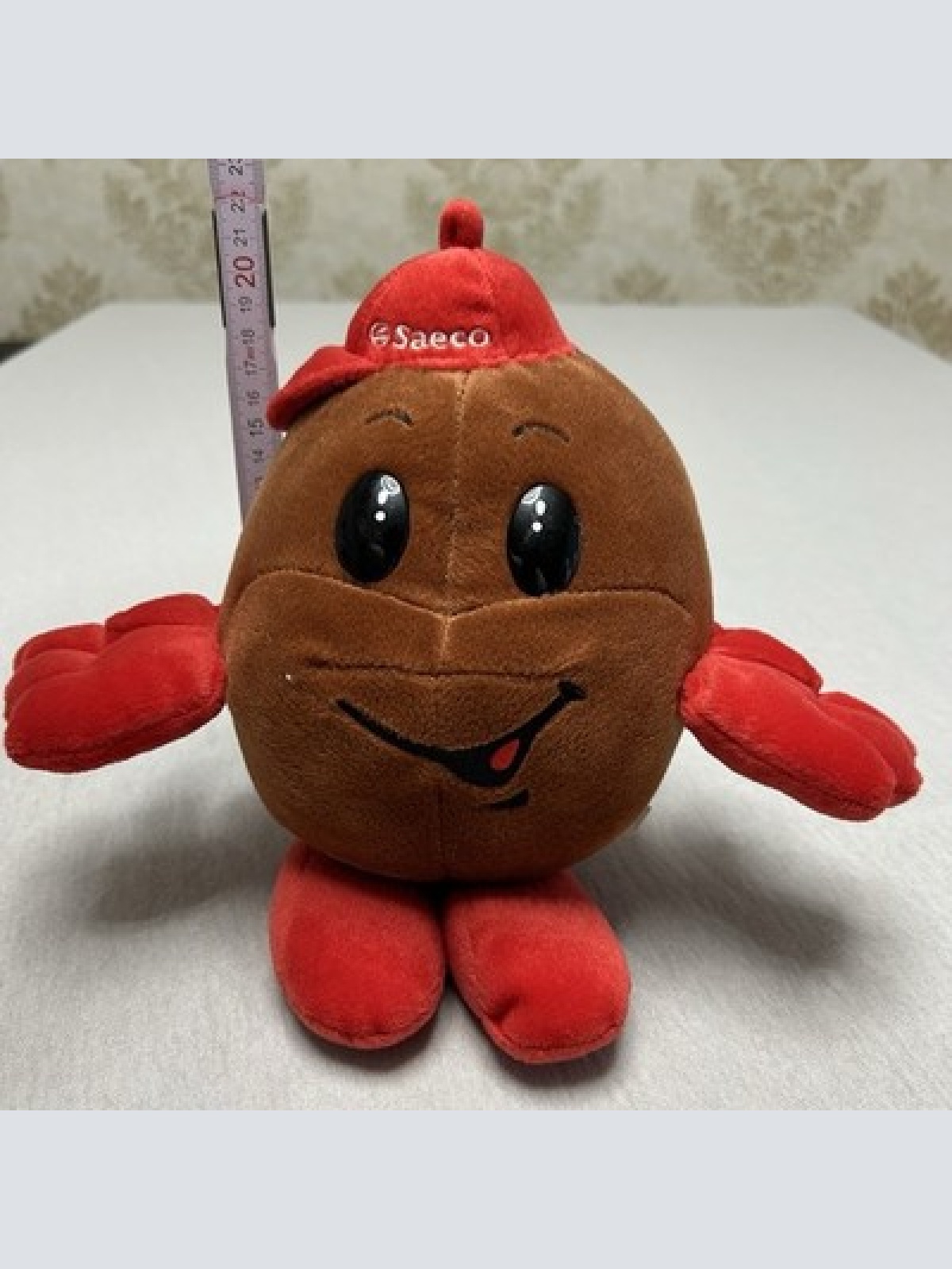 Vintage Saeco Maskottchen Kaffeebohne Selten Plüsch Werbefigur ca. 20cm TOP