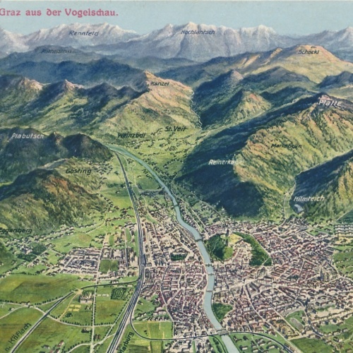 AK aus Graz aus der Vogelschau Steiermark Ansichtskarte (18613)