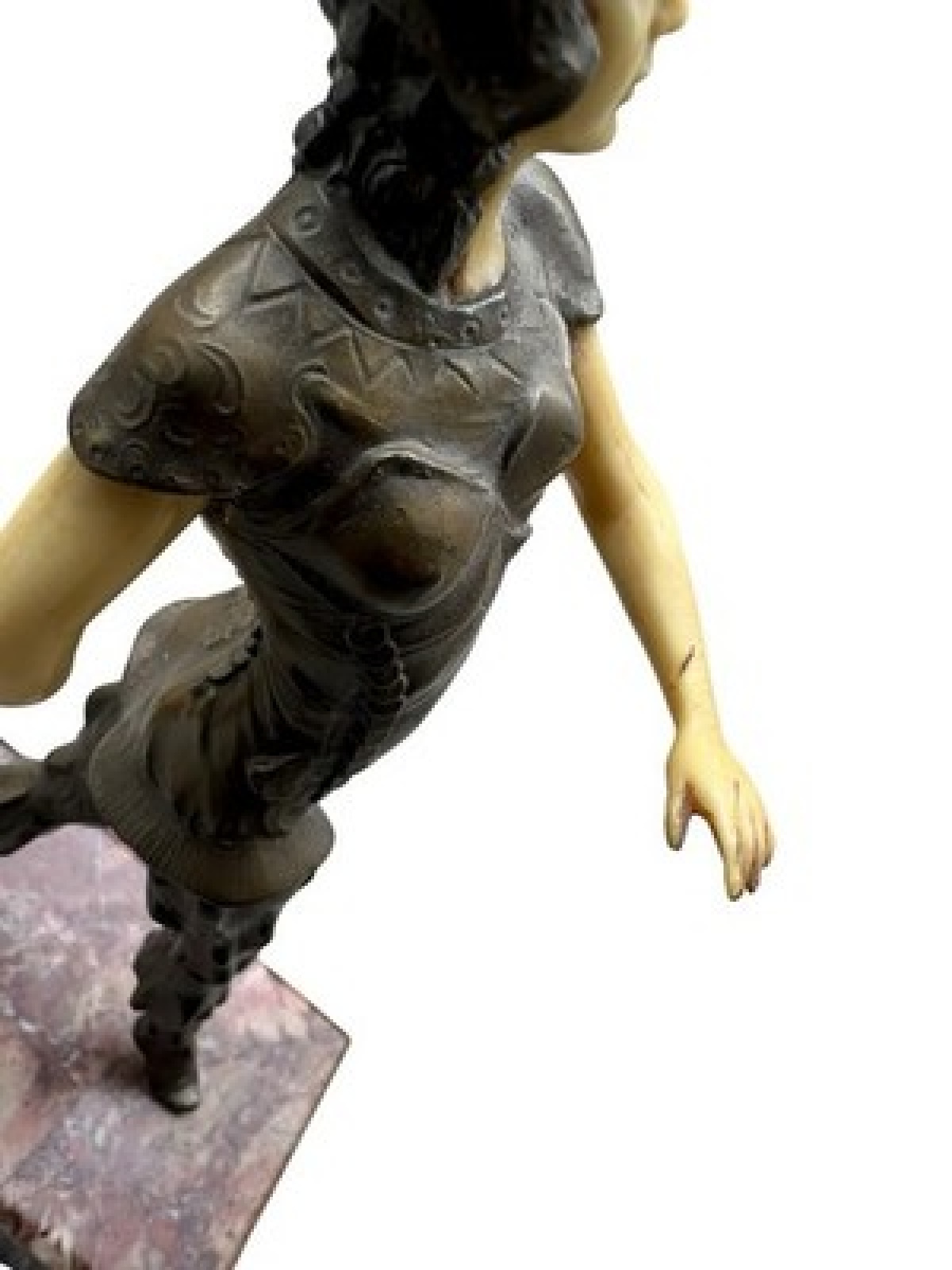 Art Déco Deco Figur Thai Tänzerin Bronze Elfenbein Stil Marmor Skulptur 1930