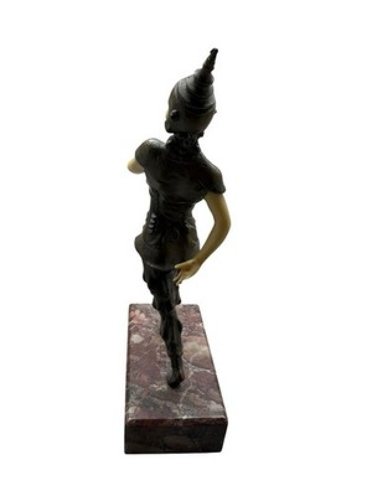 Art Déco Deco Figur Thai Tänzerin Bronze Elfenbein Stil Marmor Skulptur 1930