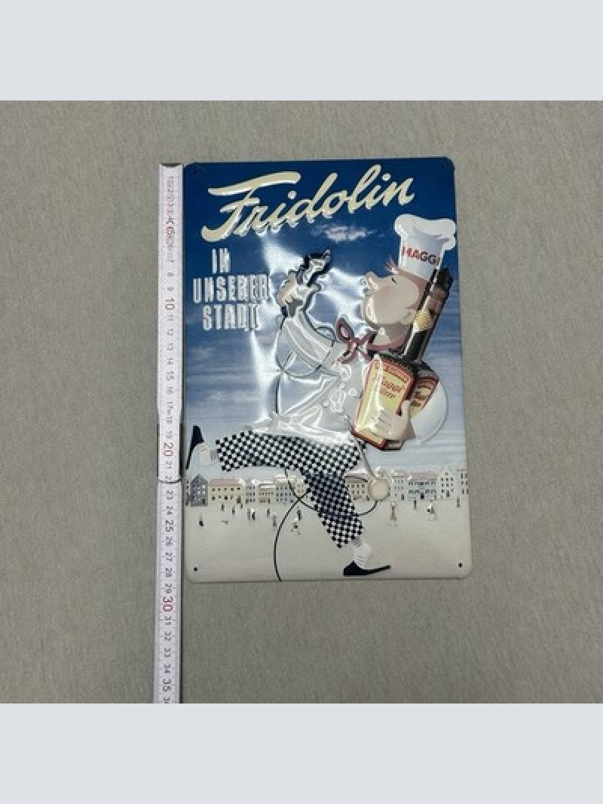 Maggi Blechschild Fridolin „In unserer Stadt“ – Nostalgie Deko – Retro Vintage