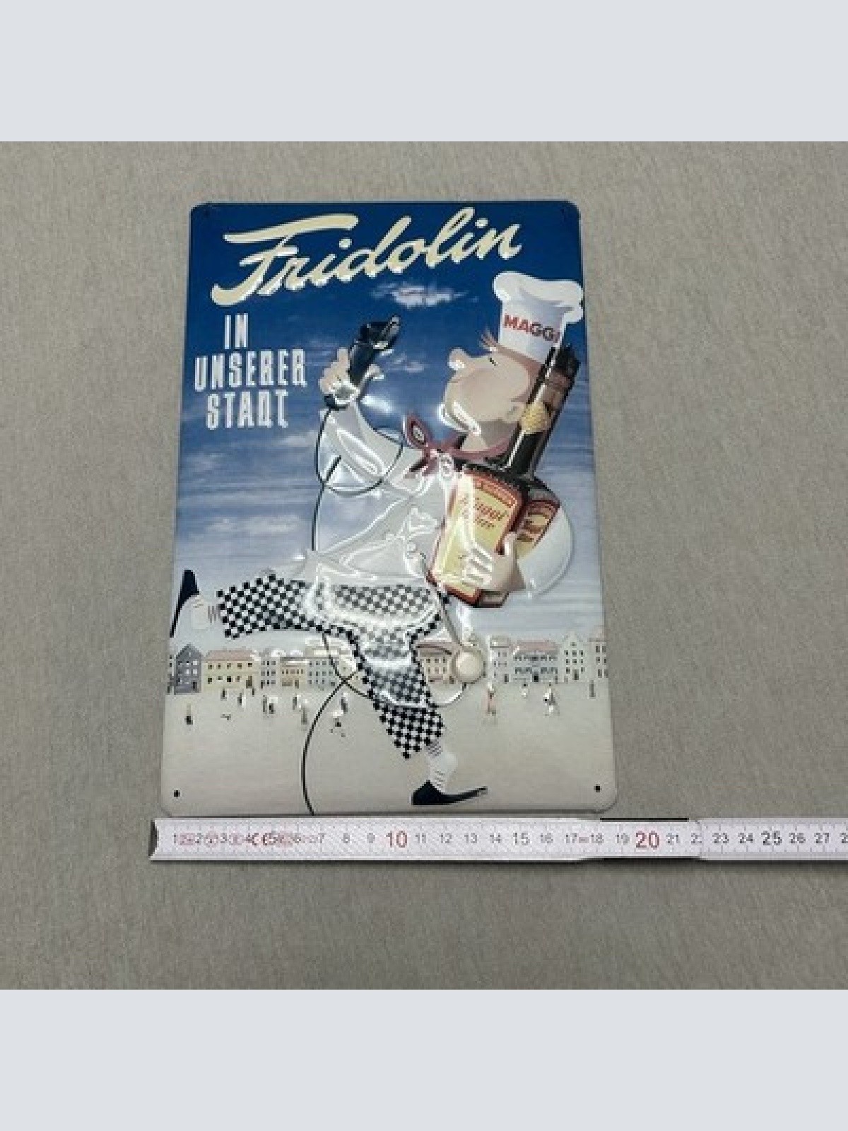 Maggi Blechschild Fridolin „In unserer Stadt“ – Nostalgie Deko – Retro Vintage