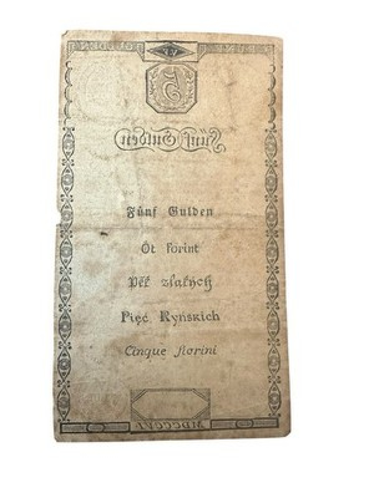 Antiker 5 Gulden Banco Zettel 1806 Wien – Habsburg Monarchie Geldschein RAR