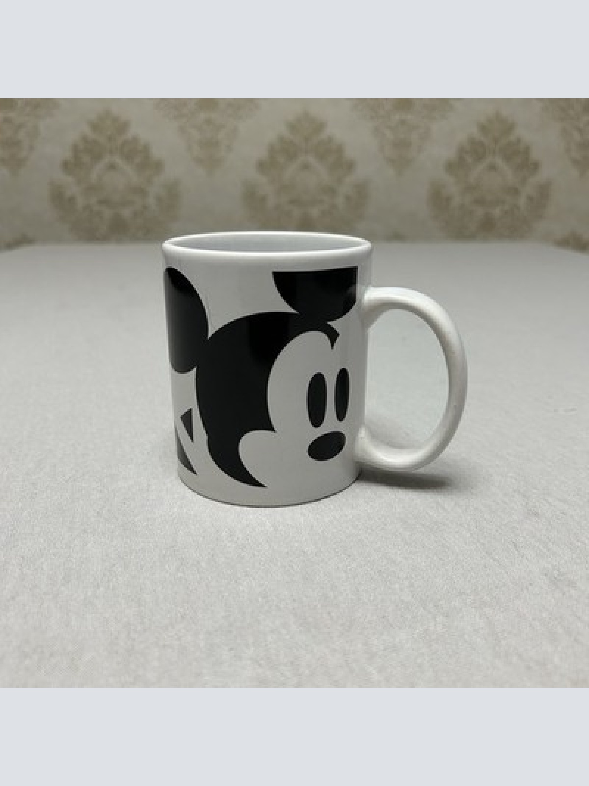 Vintage Disney Micky Maus Tasse Geometrisches Design Weiß/Schwarz/Gelb Rarität