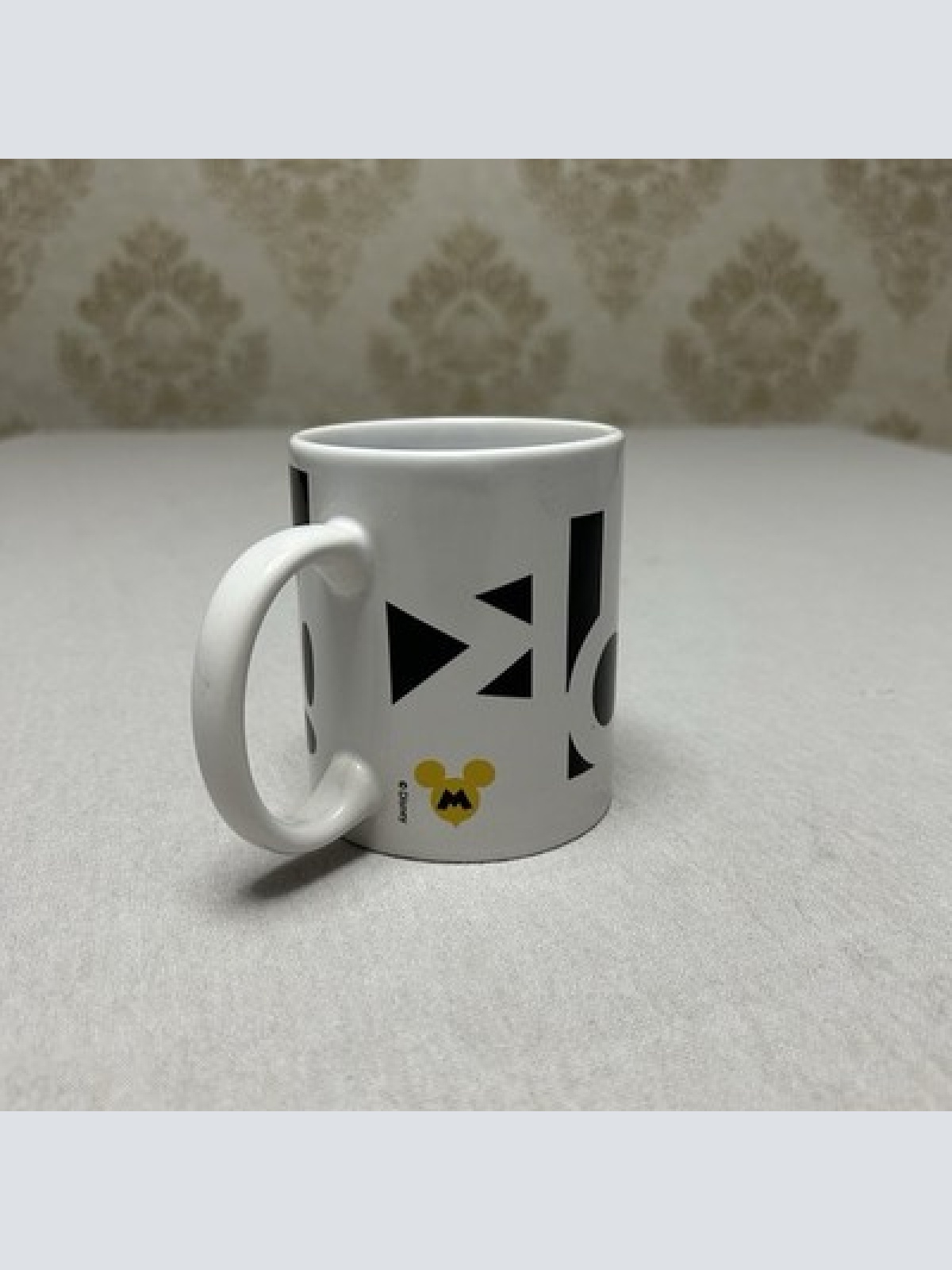 Vintage Disney Micky Maus Tasse Geometrisches Design Weiß/Schwarz/Gelb Rarität