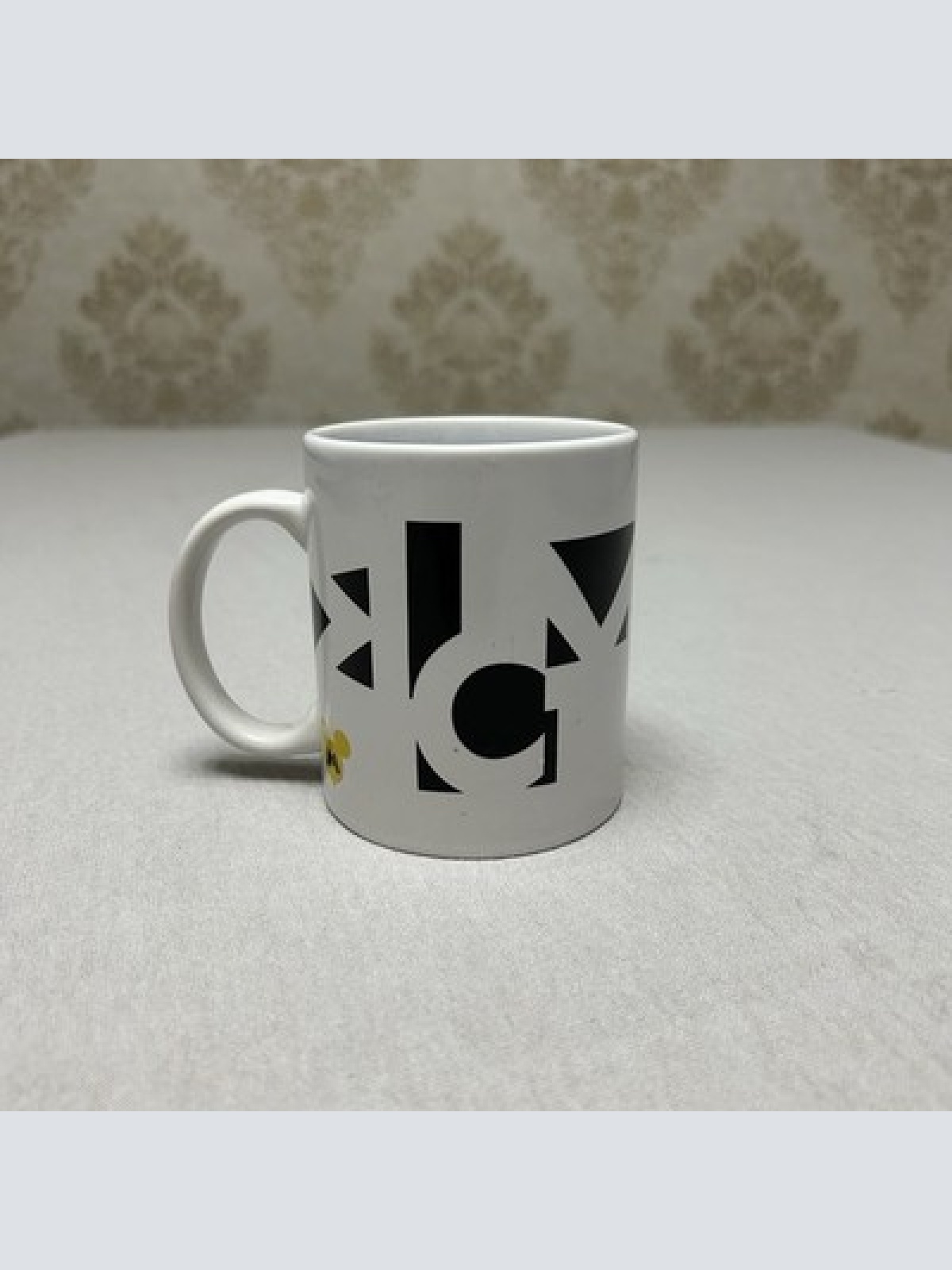 Vintage Disney Micky Maus Tasse Geometrisches Design Weiß/Schwarz/Gelb Rarität