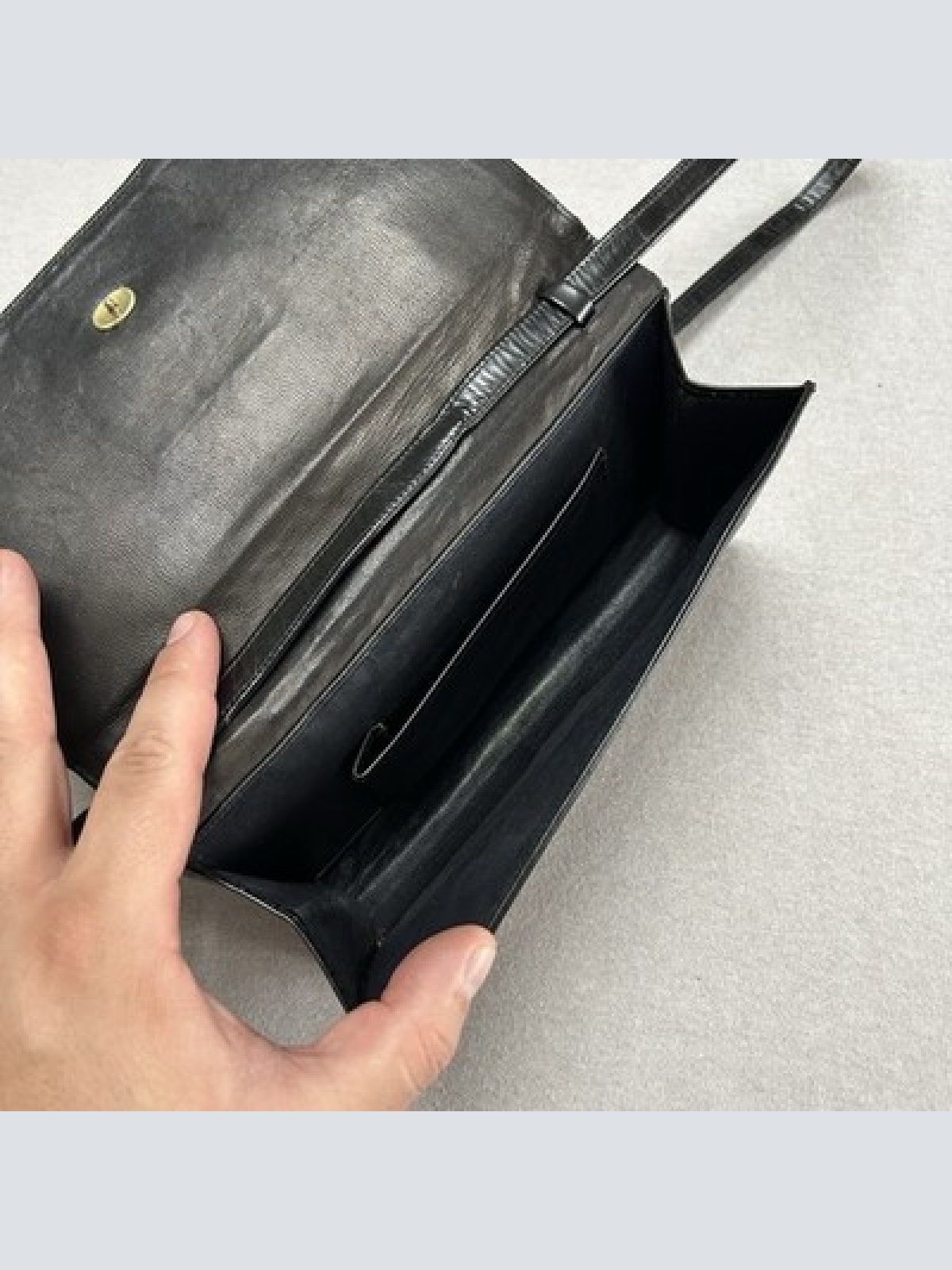 Edle Vintage-Handtasche aus echtem Exotenleder Krokodil / Alligatorleder Schwarz