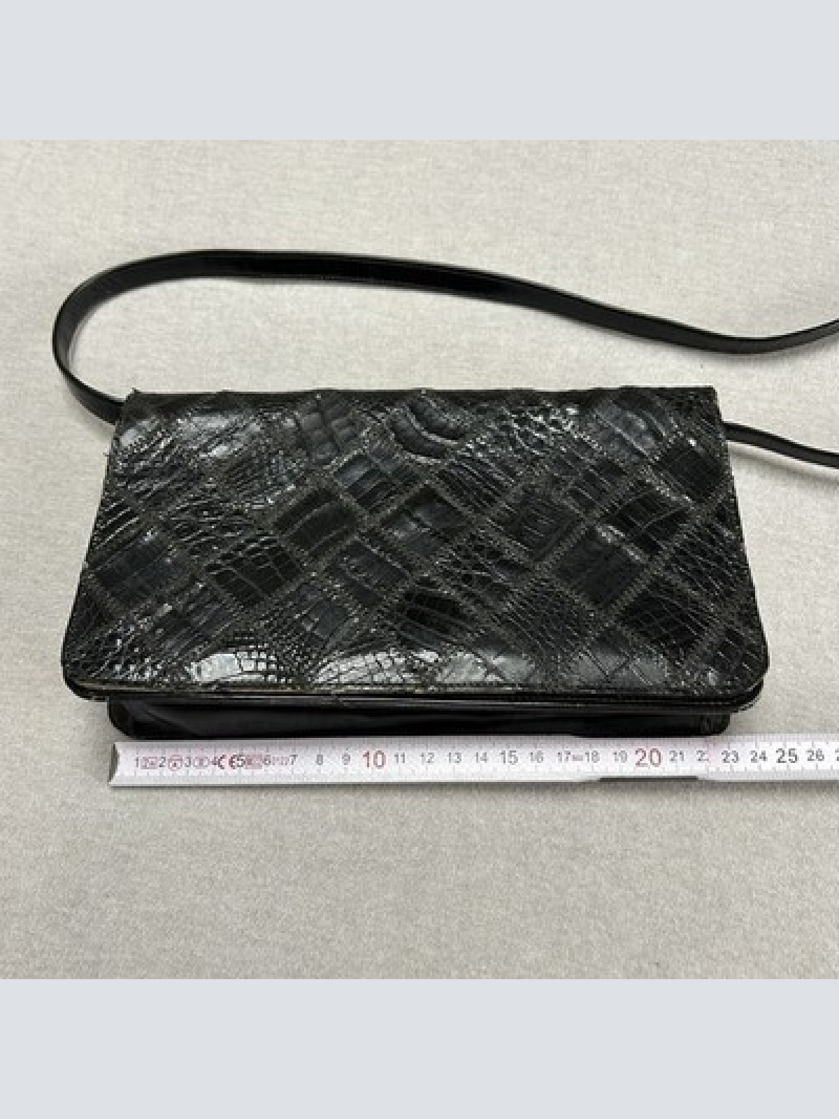 Edle Vintage-Handtasche aus echtem Exotenleder Krokodil / Alligatorleder Schwarz