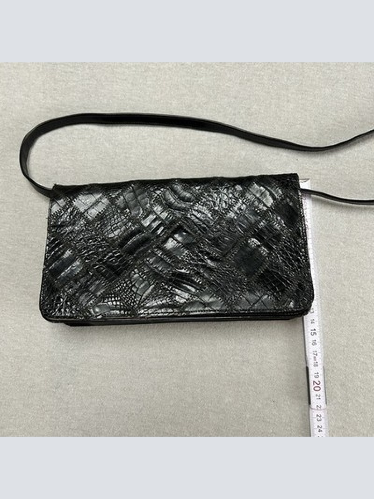 Edle Vintage-Handtasche aus echtem Exotenleder Krokodil / Alligatorleder Schwarz