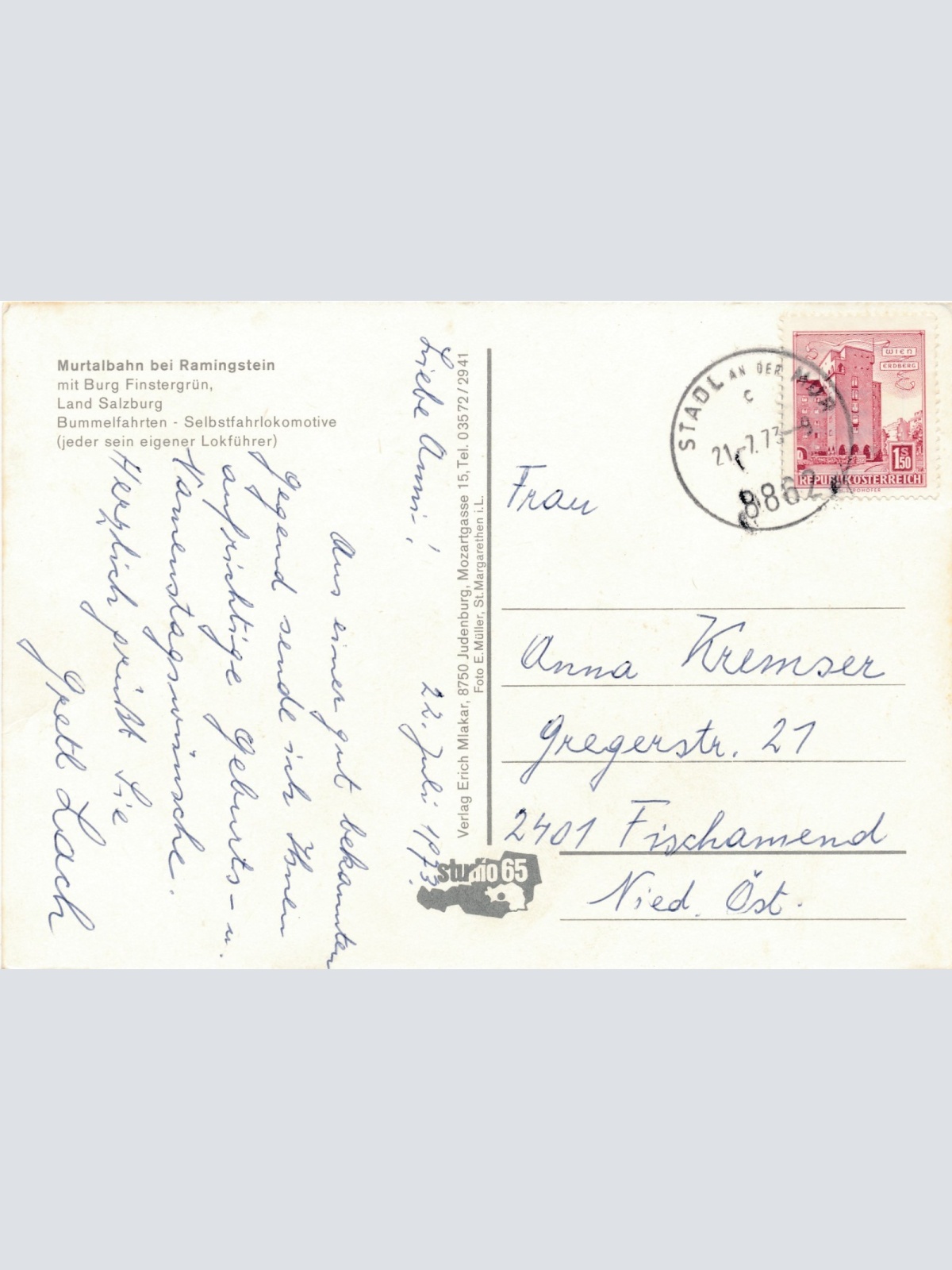 AK aus von der Murtalbahn bei Ramingstein Salzburg Ansichtskarte (18682)