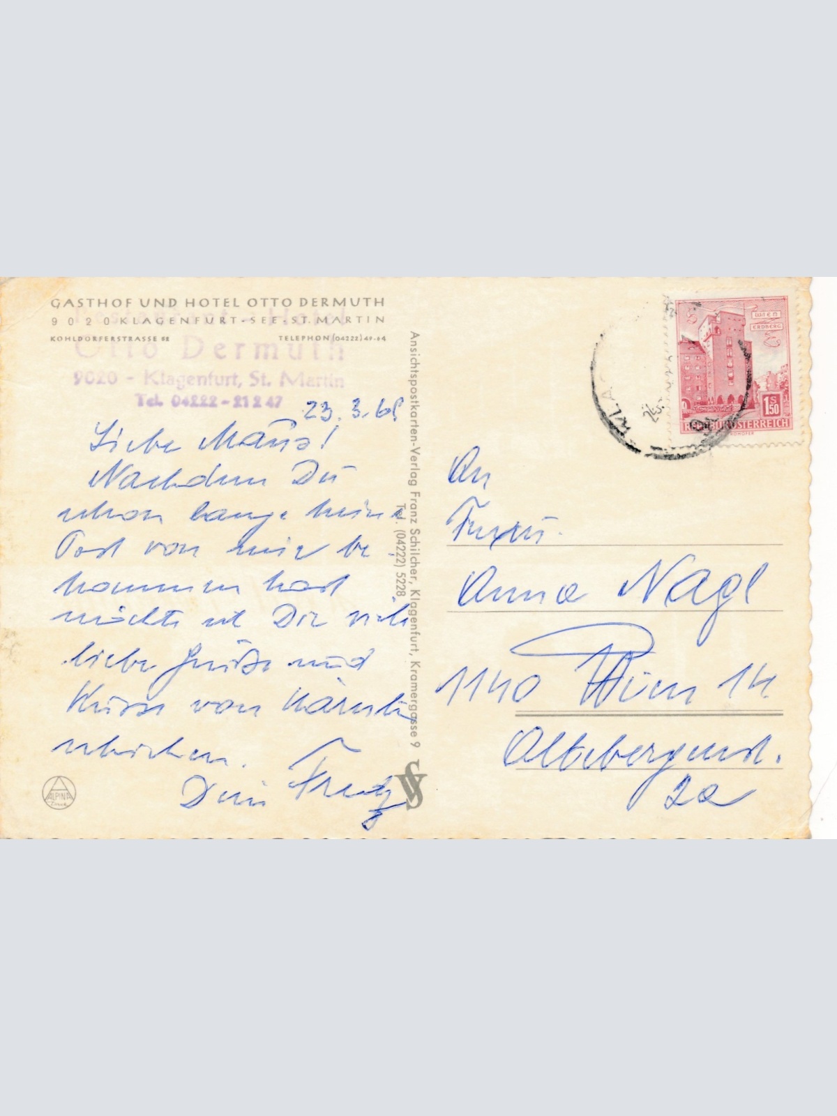 AK aus Klagenfurt Gasthof und Hotel Otto Dermuth Kärnten Ansichtskarte (18696)