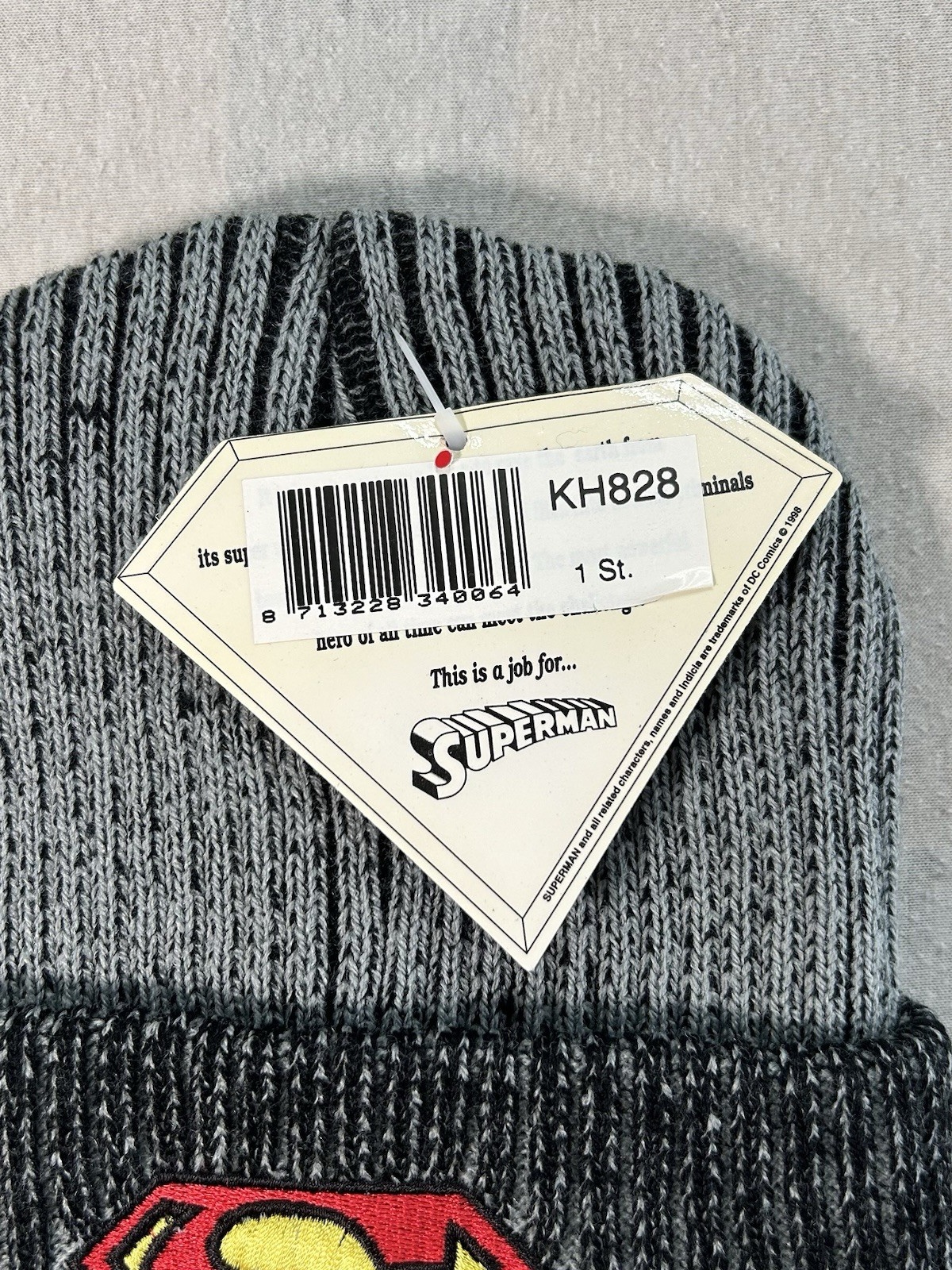 Vintage Superman Mütze DC Comics 1998 Neu mit Etikett Grau