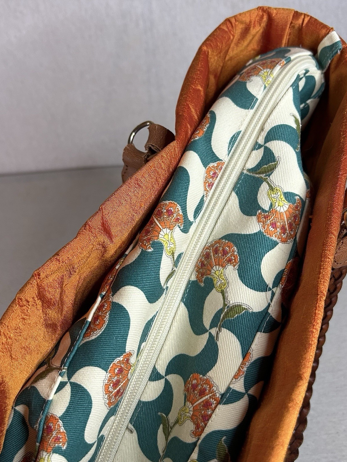 O bag Classic XL Damen Handtasche Grau, Orange 38x32cm Komplett