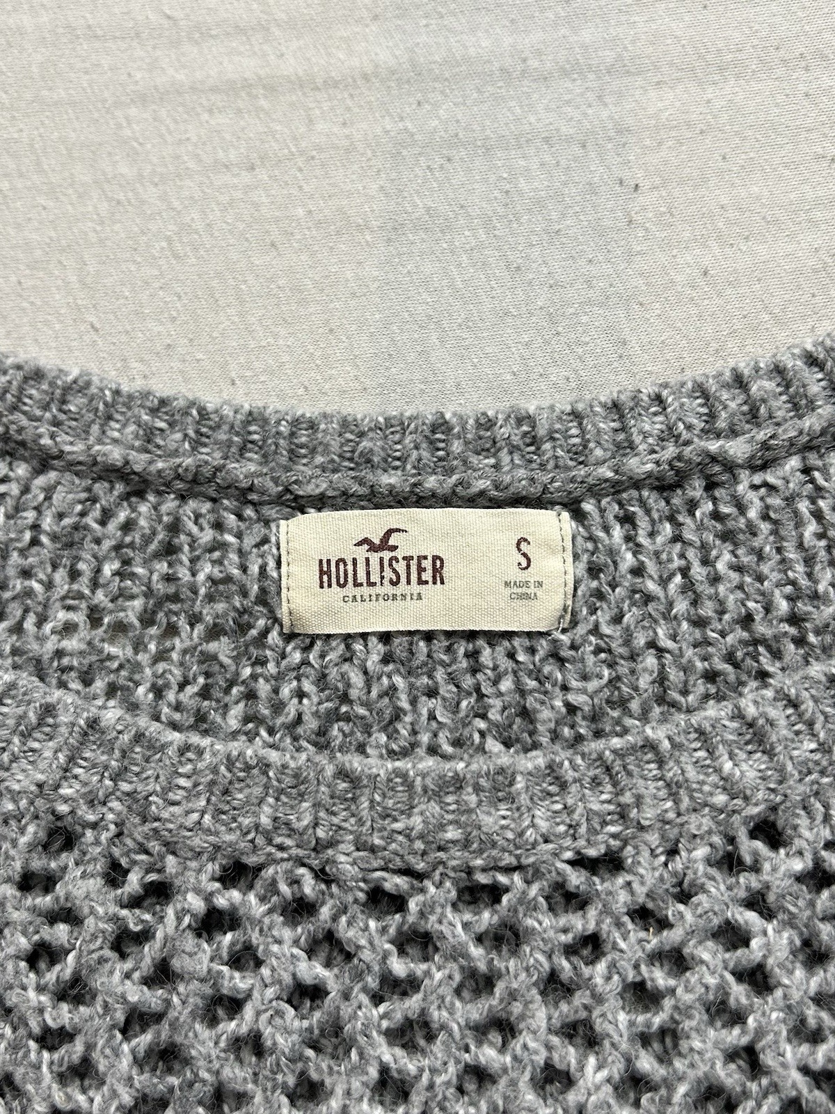 Hollister California Strick Pullover Damen | Größe S | Grau | Lang | Großstrick