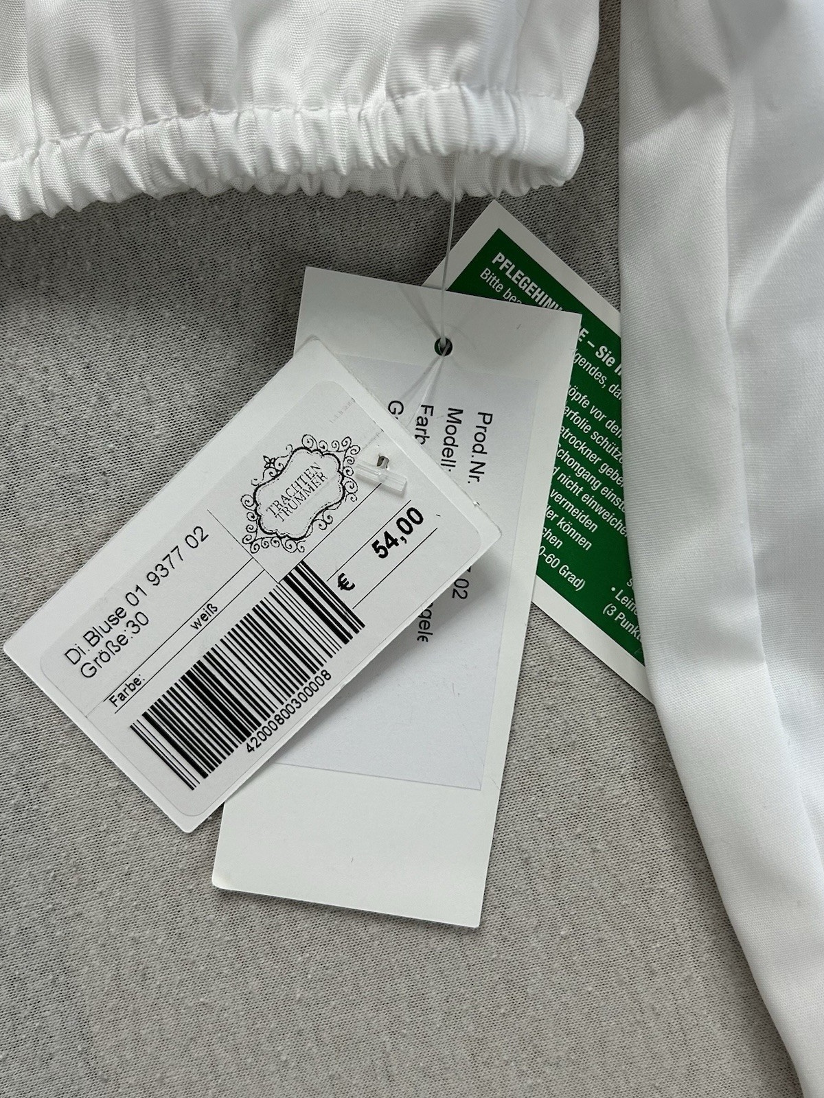 Waldorff Salzburg Dirndl Bluse NEU | Größe 30 | Bauchfrei | Weiß | Baumwolle