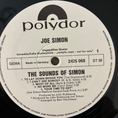 Joe Simon - The Sounds Of Simon (LP, Album, Promo)