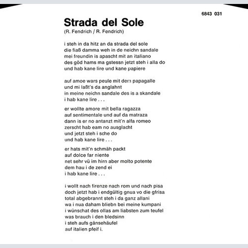 Rainhard Fendrich - Strada Del Sole (7", Single)