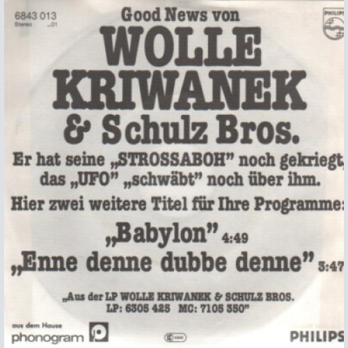 Wolle Kriwanek & Schulz Bros. - Babylon / Enne Denne Dubbe Denne (7", Promo)