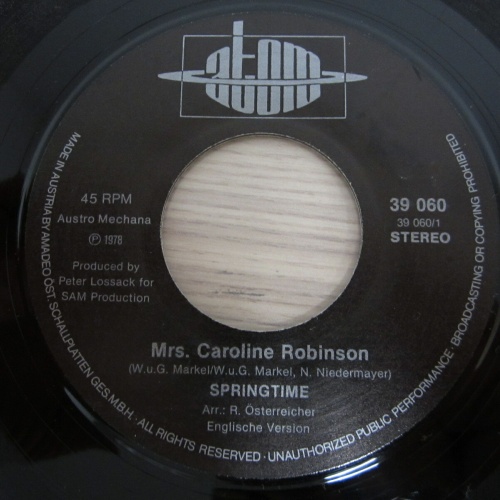 Single /  Springtime  ?– Mrs. Caroline Robinson  /  AUT PRESS  / RAR /