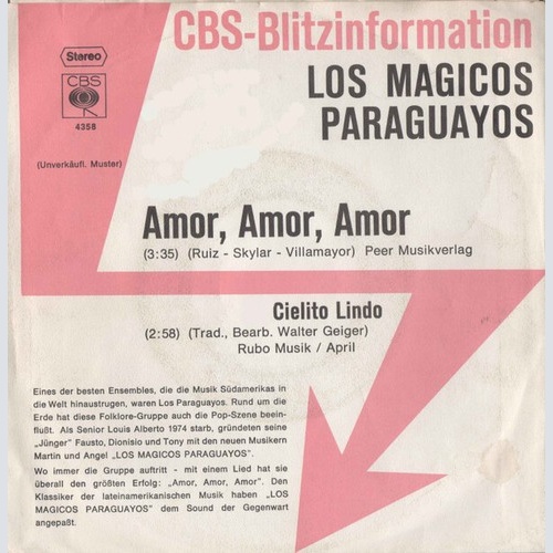 Los Magicos Paraguayos - Amor, Amor, Amor  (7", Promo)