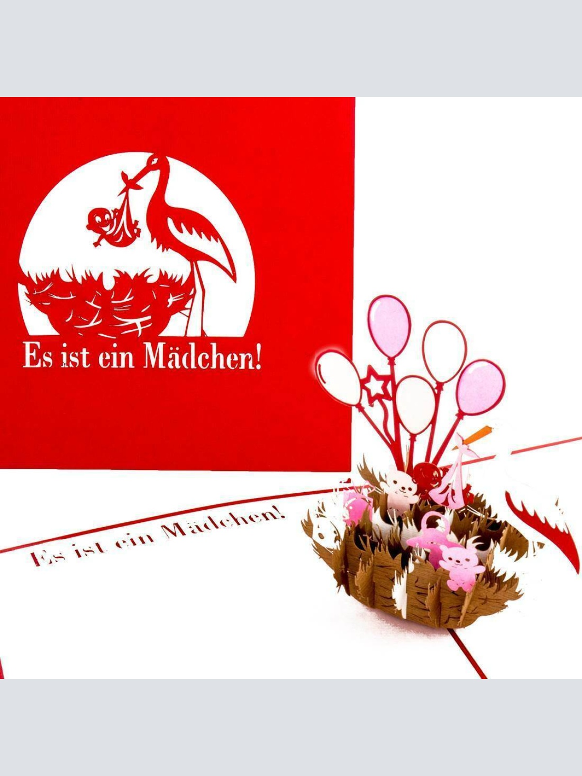 3D Pop Up Glückwunschkarte "Es ist ein Mädchen" Geburt 50029
