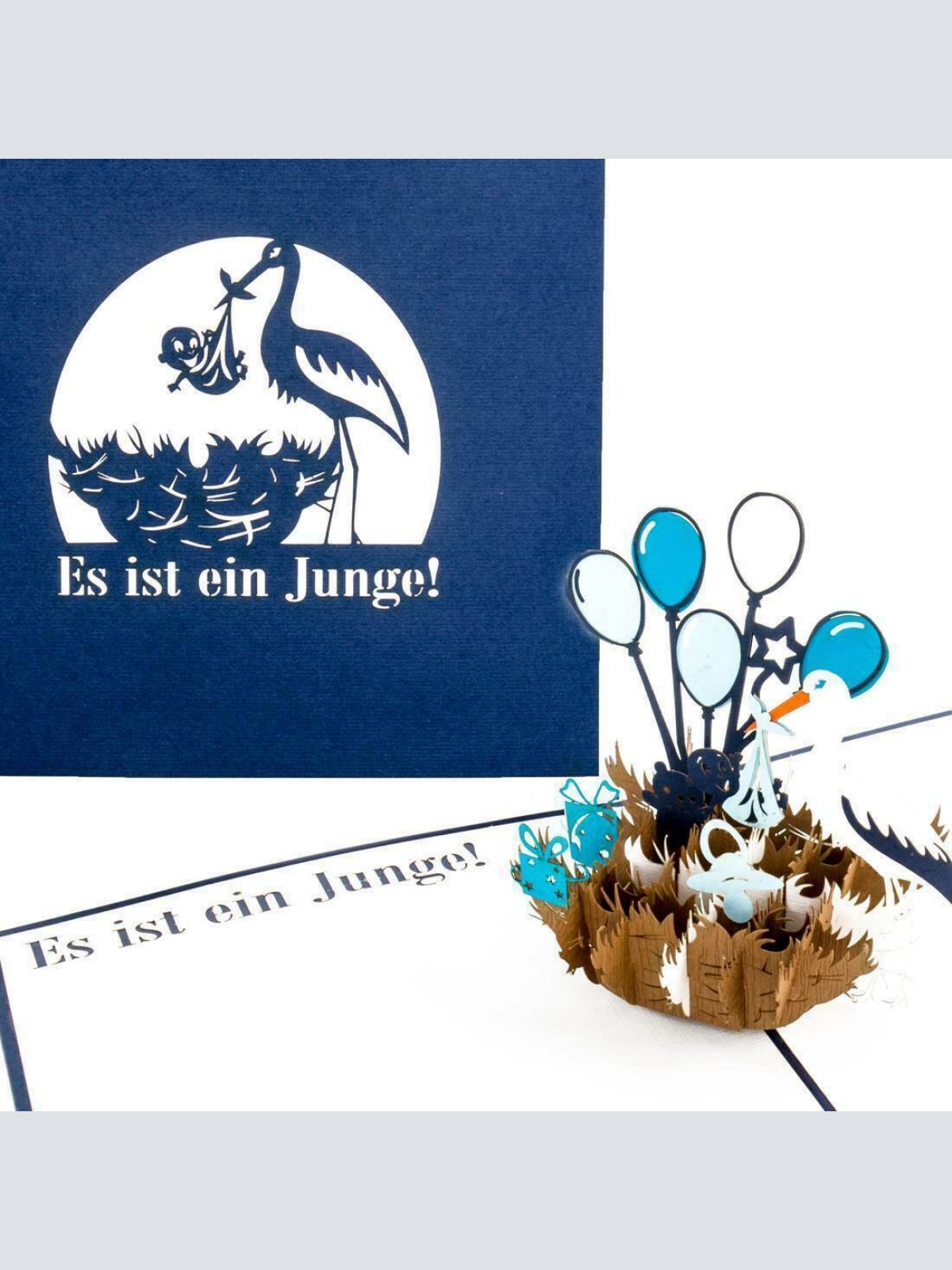 Nostalgie 3D Pop Up Glückwunschkarte "Es ist ein Junge" Geburt 50030