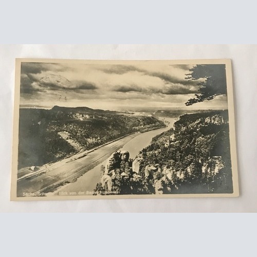 AK, Sächsische Schweiz, Basteibrücke, Elba (110201 BW)