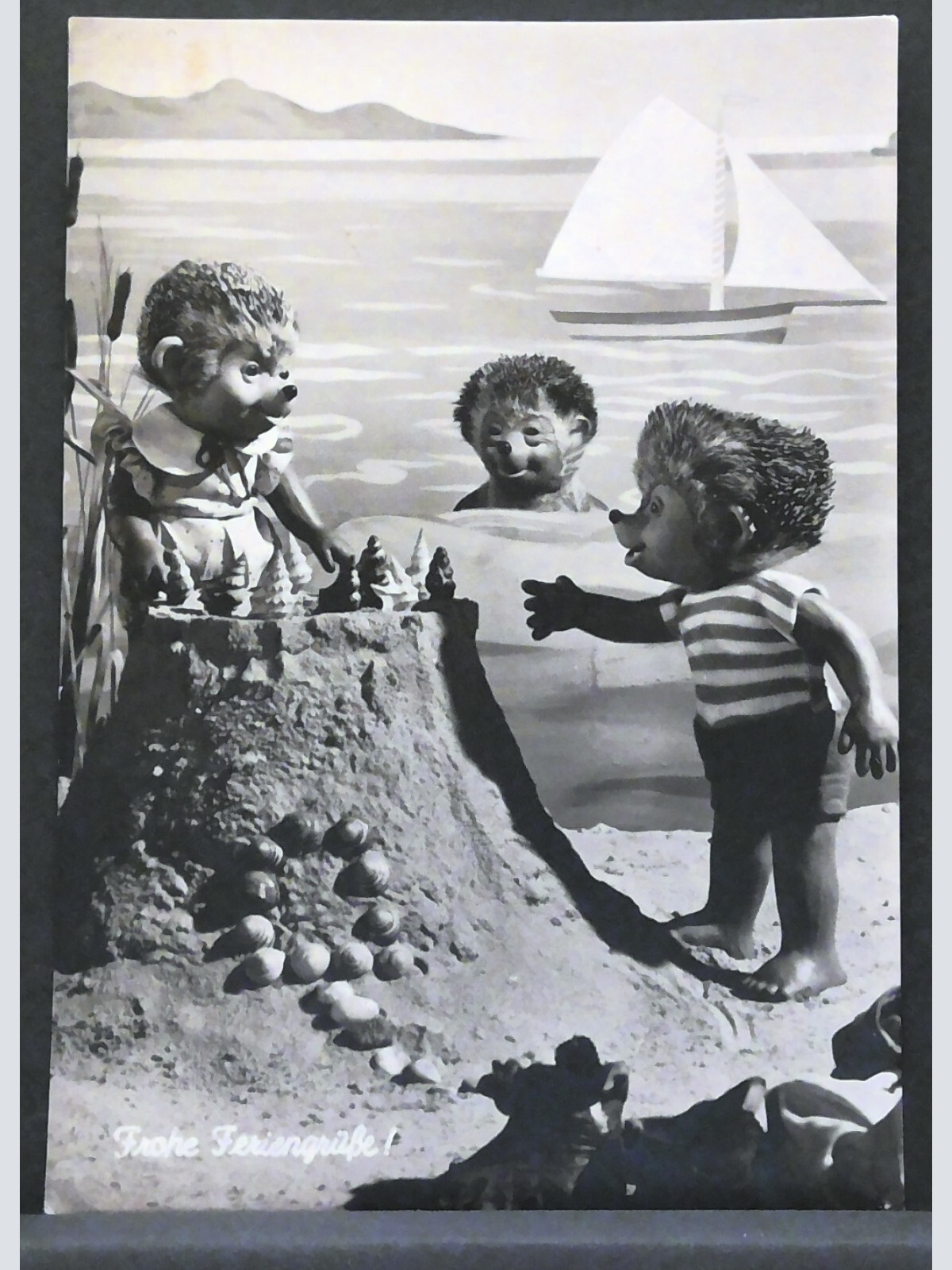 Frohe Feriengrüße Igel Strand Schiff JW 410175 F