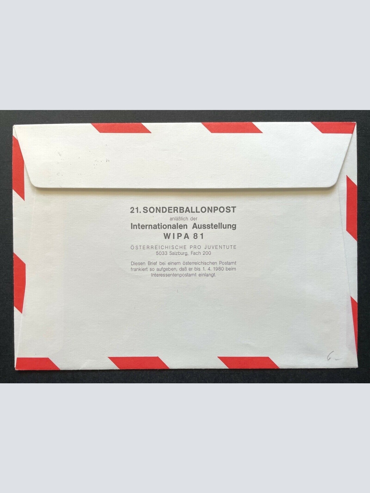 Brief Ballonpost Bordstempel OE-AZK Kärnten Fürnitz 1980 ca16,1x11,5cm 410347