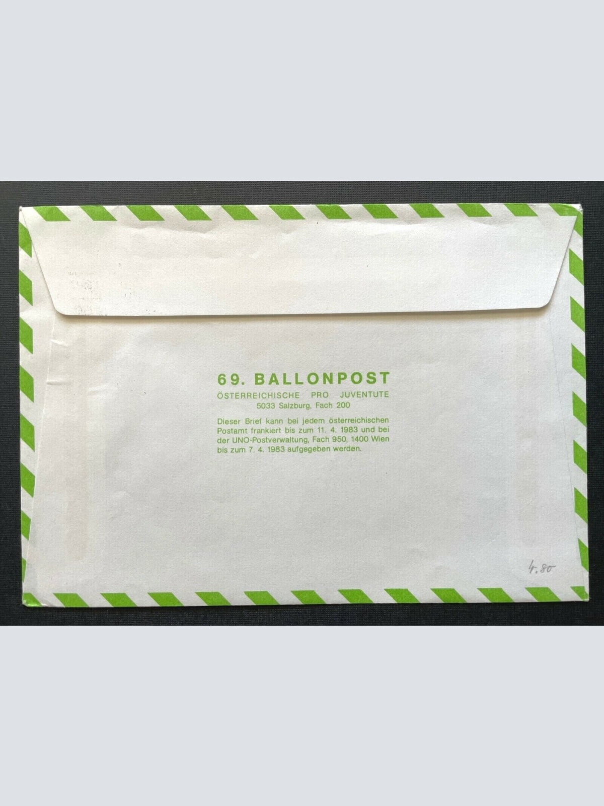 Brief 69.Ballonpost-Flug Bordstempel Lauterach 1983 ca.16,2x11,4cm 410350